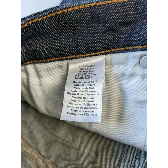 Everlane Women's Dark Wash High-Rise Straight Jean Size 27 Regular - Picture 4 of 8